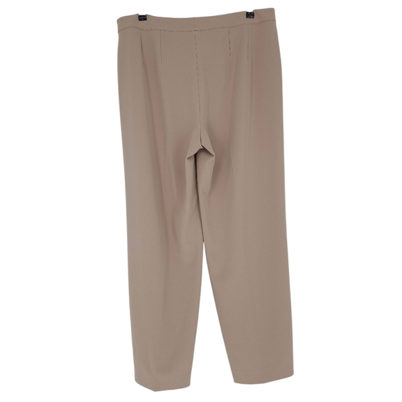ST JOHN Straight Leg Dress Pants Beige High Rise Flat Front Career Pant 14 - Picture 2 of 3